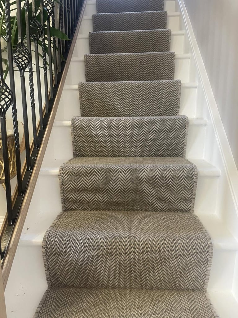 Wool herringbone stair runner