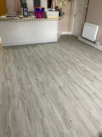 Light oak vinyl reception area