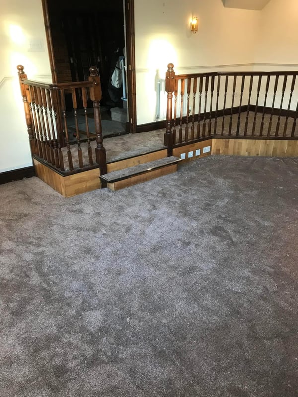 Grey carpet through hall and stairs