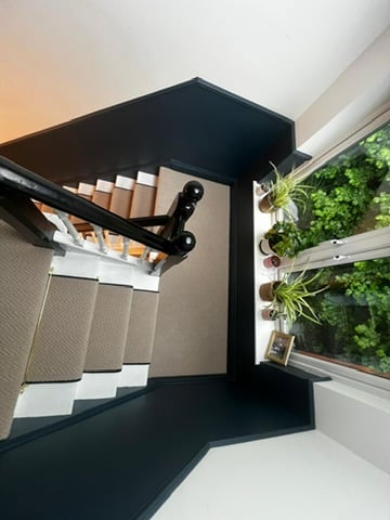 Textured runner on white treads