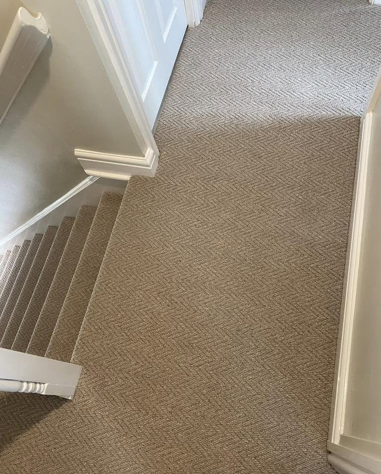 Natural herringbone stairs & landing