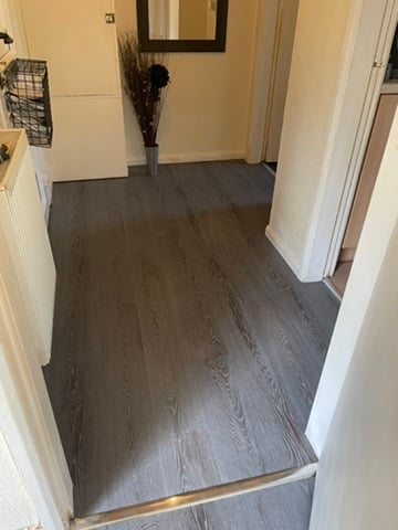 Dark grey oak hallway vinyl