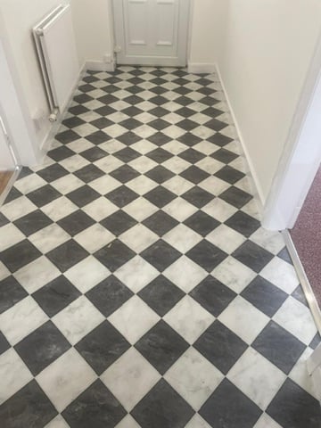 Monochrome check vinyl hall