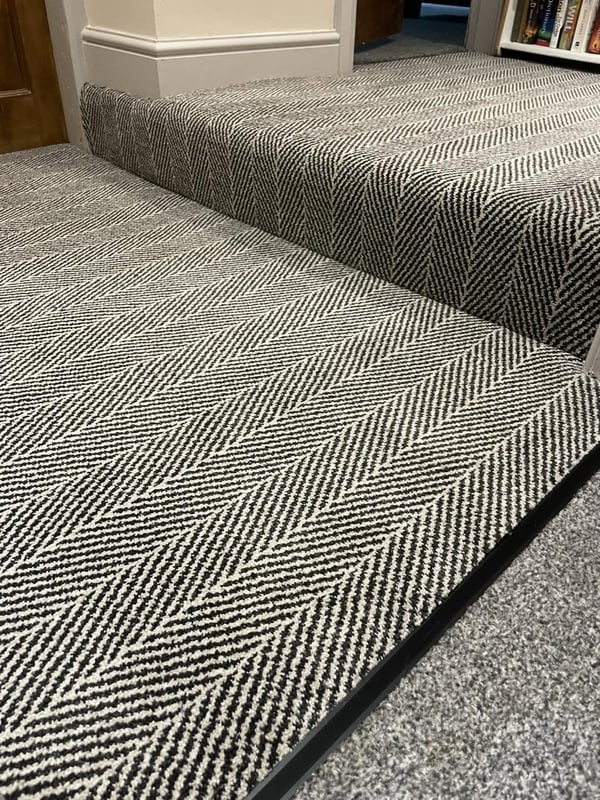 Herringbone carpet fitted on stairs and landing