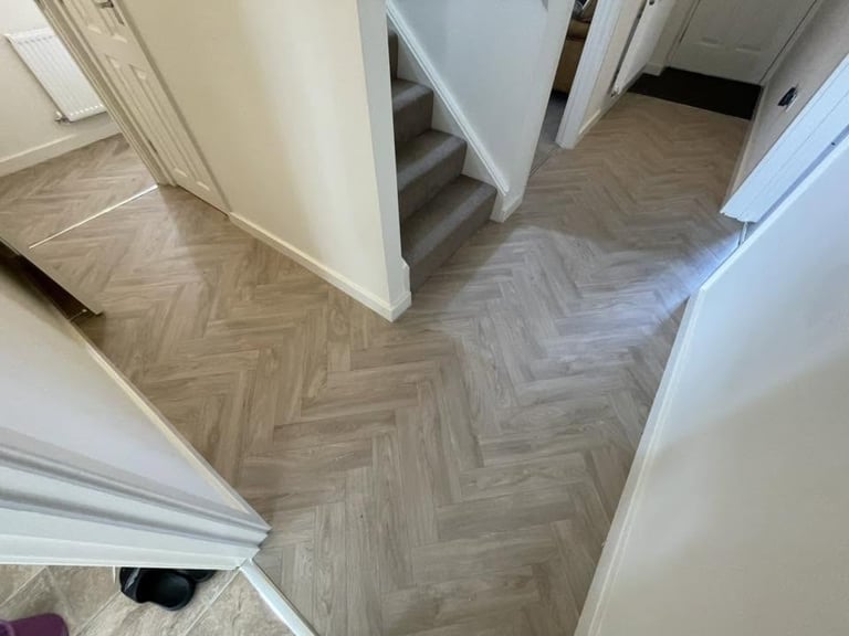 Herringbone hallway vinyl
